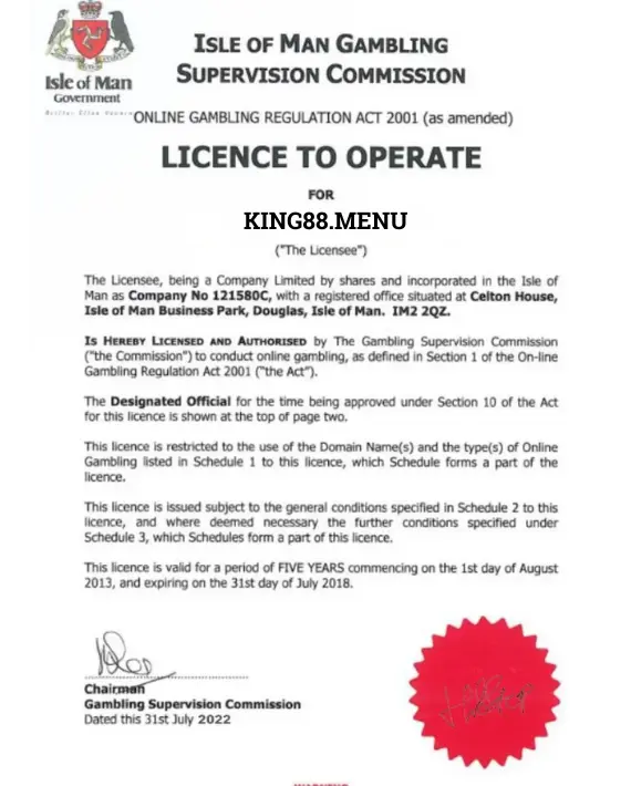 Malta cấp giấy phép hoạt động cho King88
